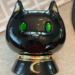 Bath & Body Works Halloween Black Cat 3-wick Candle Holder Pedestal Like New